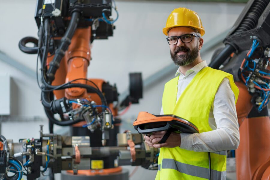 automation engineer holding scanner