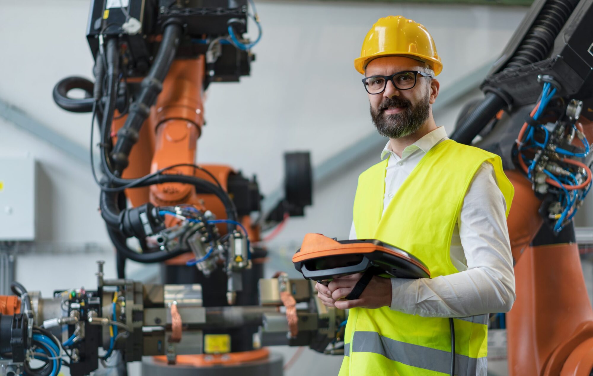 automation engineer holding scanner