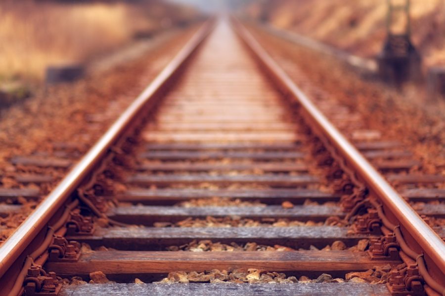 close up of railroad tracks