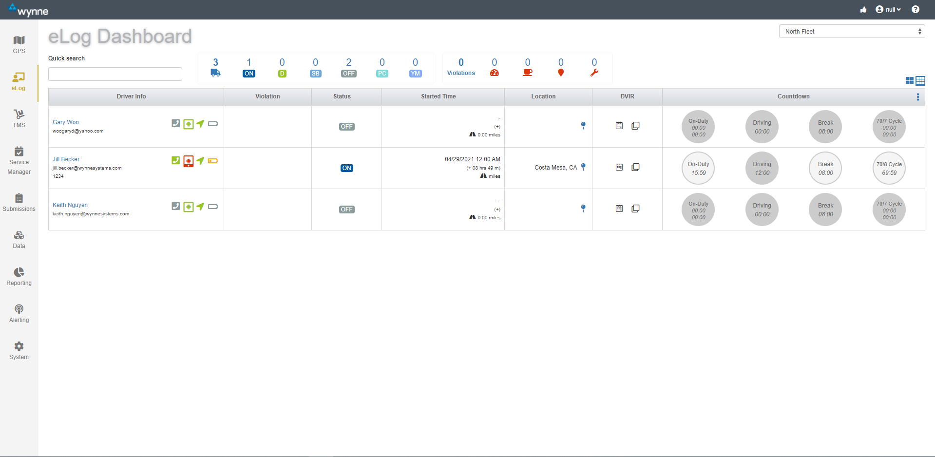 Logistics Solution eLog Dashboard