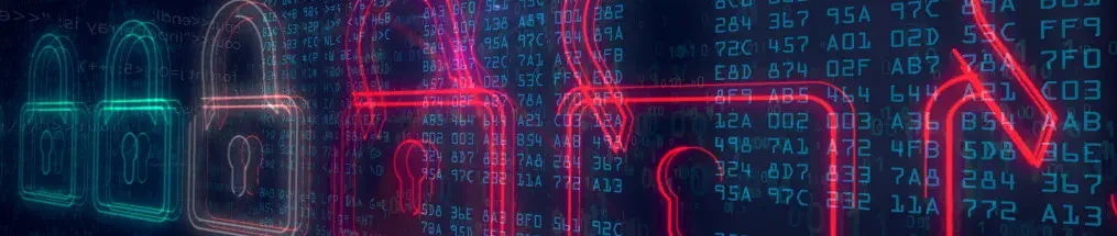 neon graphic showing locks that represent digital security