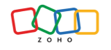 Four multicolored squares interlinked Zoho logo