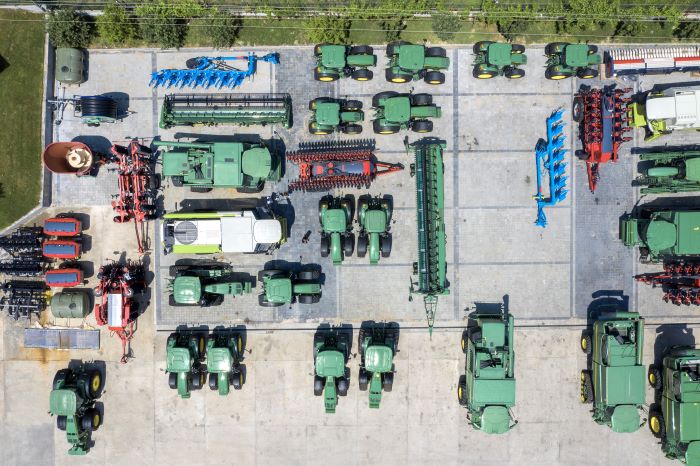 aerial view of rental equipment available for sourcing in the yard