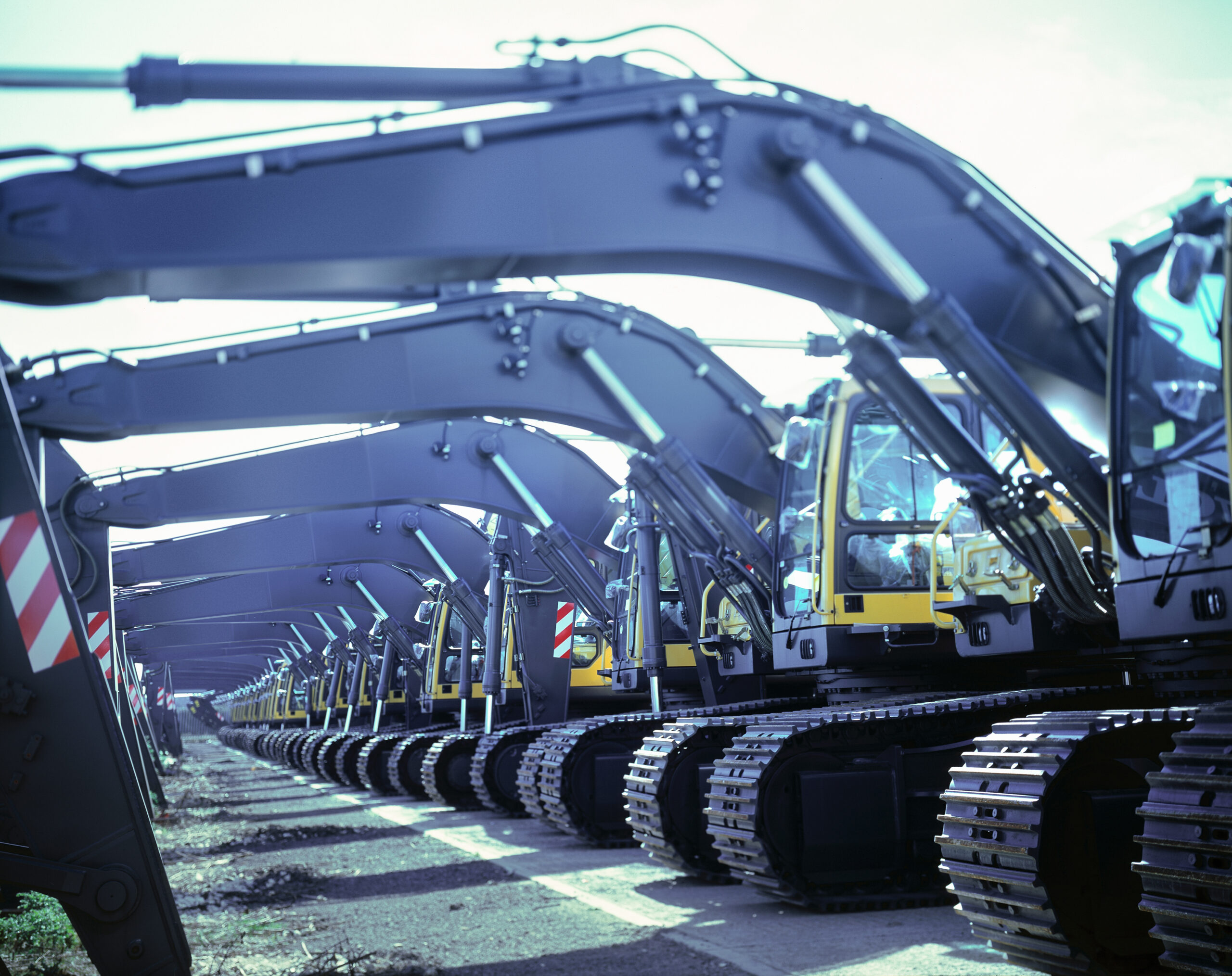 Rental Equipment Yard with Excavators