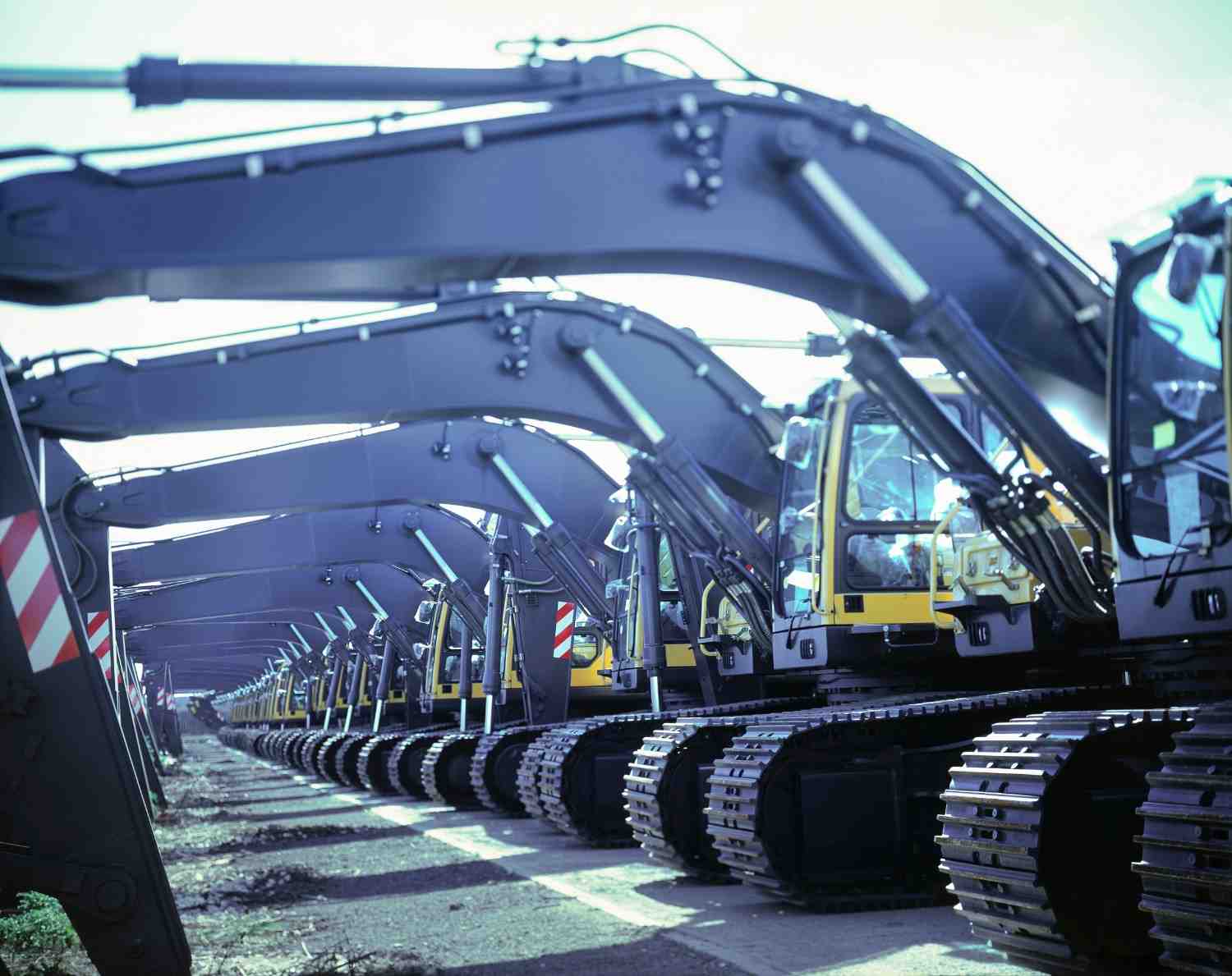 Rental Equipment Yard with Excavators