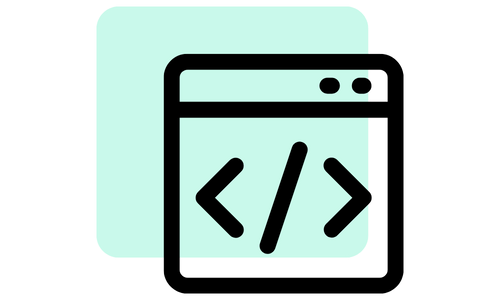 Code editor window icon with angle brackets and slash
